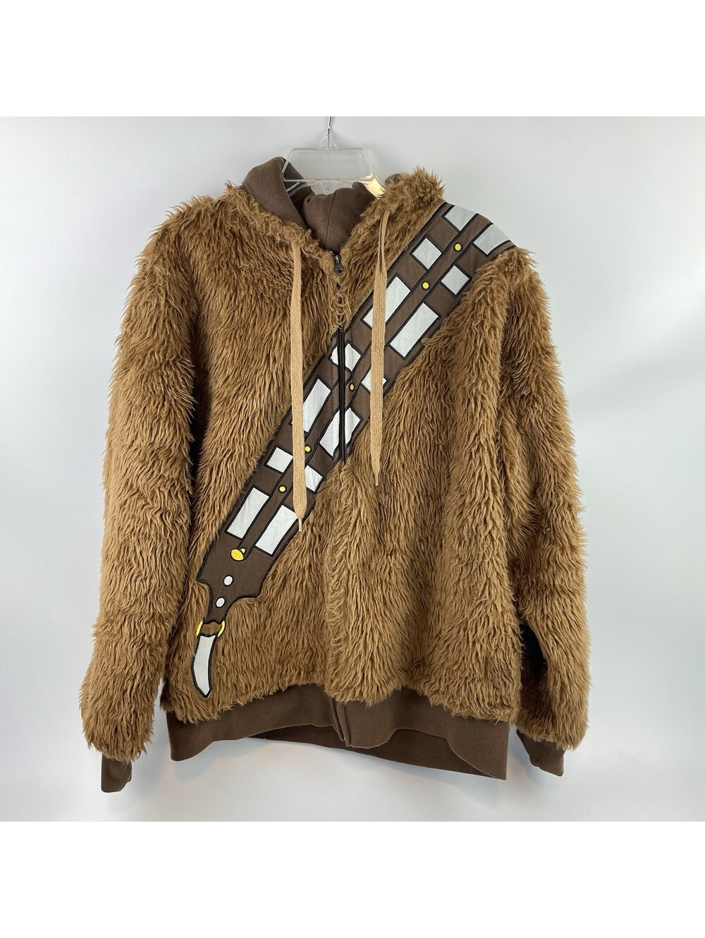 Disney Star Wars Chewbacca Jacket Mens Brown Cosplay Hoodie Faux Fur L